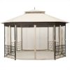 10x12 Ft Beige Octagon Outdoor Gazebo with Mosquito Netting