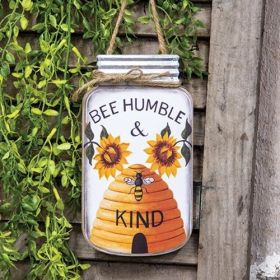 Positive Vibes Only: "Bee Humble & Kind" Mason Jar Sign