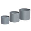 Set of 3 Grey Stackable Round Outdoor Planters with Drainage Holes