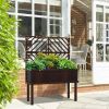 Espresso Fir Wood Raised Garden Bed w/ Elegant Climbing Trellis