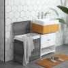 Grey PP Rattan 29-Gal Laundry Hamper Basket with 2-Compartment Washable Liner Bag