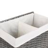 Grey PP Rattan 29-Gal Laundry Hamper Basket with 2-Compartment Washable Liner Bag