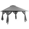 13x13 Ft Grey Pop-Up Gazebo with Mesh Mosquito Netting