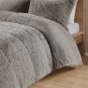 Twin/Twin XL Grey Soft Sherpa Faux Fur 2-Piece Comforter Set