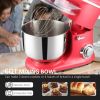 Red Stainless Steel 600W Electric Kitchen Mixer with 6-Quart Bowl