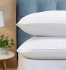 King Size Down Alternative Bed Pillows, Set of 2 - Machine Washable with Cotton Covers