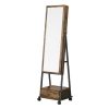 Modern Black Metal & Wood Jewelry Armoire with Mirror
