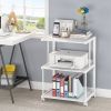 Modern White Metal 3-Shelf Printer Stand – Mobile Desk Organizer Cart