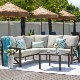 6-Piece Metal L-Shape Patio Set: Highback, Olefin Cushions, Waterproof Cover