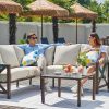 6-Piece Metal L-Shape Patio Set: Highback, Olefin Cushions, Waterproof Cover