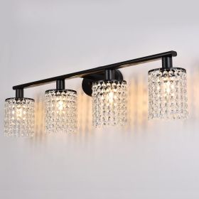 Elegant Black 4-Light Crystal Vanity Light - Bathroom Lighting