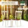 Set of 2 Wood Mission Style Armless Dining Chairs - Brown&White