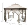 10x12 Ft Beige Octagon Outdoor Gazebo with Mosquito Netting