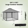 13x13 Ft Grey Pop-Up Gazebo with Mesh Mosquito Netting