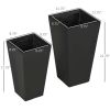 Modern Black Outdoor Tall Planter Box, Set of 2 - Lightweight Flower Pots