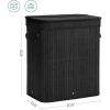 Black Bamboo Wood 26-Gal Laundry Hamper Basket with Removable Washable Cotton Bag