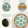 Boho Coffee Table Tray: Round Woven Rattan with Mother Of Pearl Inlay