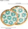 Boho Coffee Table Tray: Round Woven Rattan with Mother Of Pearl Inlay