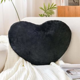 Heart Pillow Faux Fur Throw Pillow: Mini (12.9" x 9.8") (Color: Black)