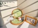 Boho Coffee Table Tray: Round Woven Rattan with Mother Of Pearl Inlay