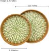 Boho Coffee Table Tray: Round Woven Rattan with Mother Of Pearl Inlay
