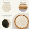Boho Coffee Table Tray: Round Woven Rattan with Mother Of Pearl Inlay