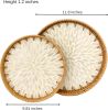 Boho Coffee Table Tray: Round Woven Rattan with Mother Of Pearl Inlay
